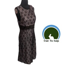 Janestreet Y2k Pink Brown Lace Empire Waist Midi Dress Size 6 Q2 Romantic