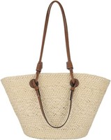Stroh-Tragetasche, Strandtasche, Gestreifte Schulterhandtasche, Gewebte
