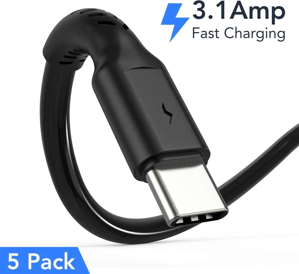 6 inch Short Fast Charging Cord, 5 Pack Durable USB A to 0.5 Feet, Black  - Image 2 of 4