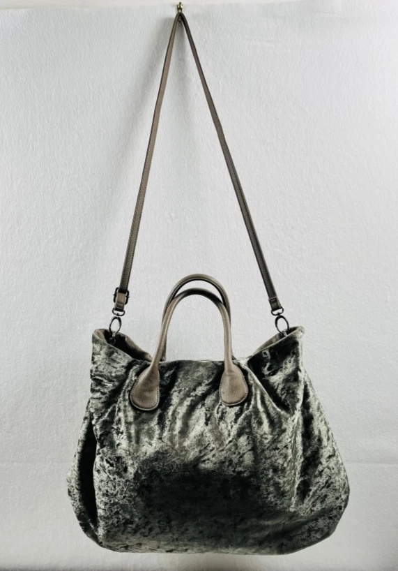 Bolso de Mano Deux Lux Misha Verde Oliva Terciopelo Grande Boho Correa Desmontable Foto 2 de 4