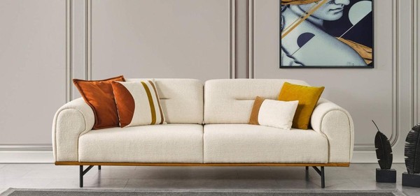 Modern Sofa 3 Sitzer Luxus Beige Design MöBel In Wohnzimmer Couchen-image