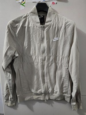 Nike Sportswear Jacket Mens Beige Woven Players Zip Bomber Golf Windbreaker Pkts