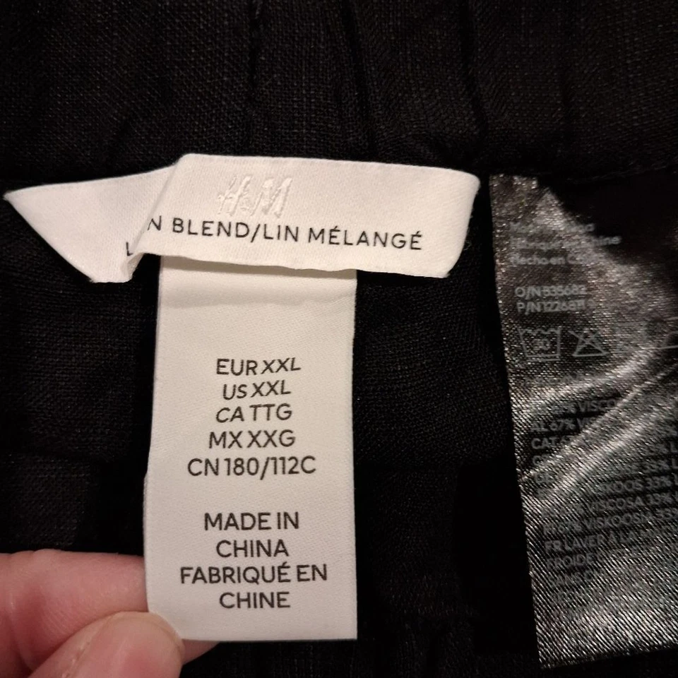 Falda midi cintura elástica mezcla lino negro talla XXL de H&M Foto 4 de 4