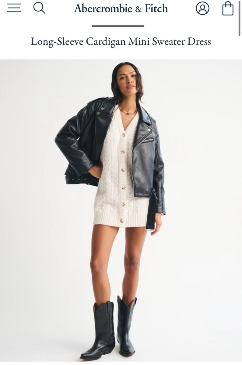 abercrombie fitch Long-Sleeve Cardigan Mini Sweater Dress Size M abercrombie fitch Long-Sleeve Cardigan Mini Sweater Dress Size M