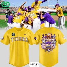 Custom Style LSU Tigers Series Champions Baseball Jersey 2025