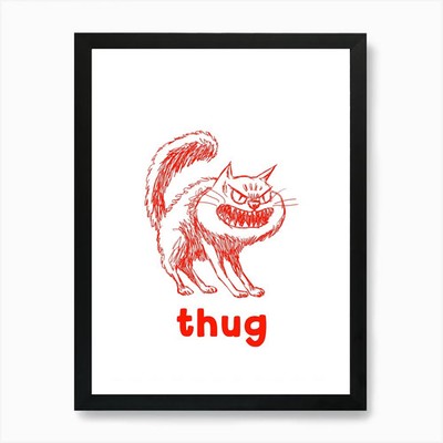 Schläger Katze Poster, Lustige Katze Wanddeko Gerahmtes Wandbild Poster Leinwanddruck Bild