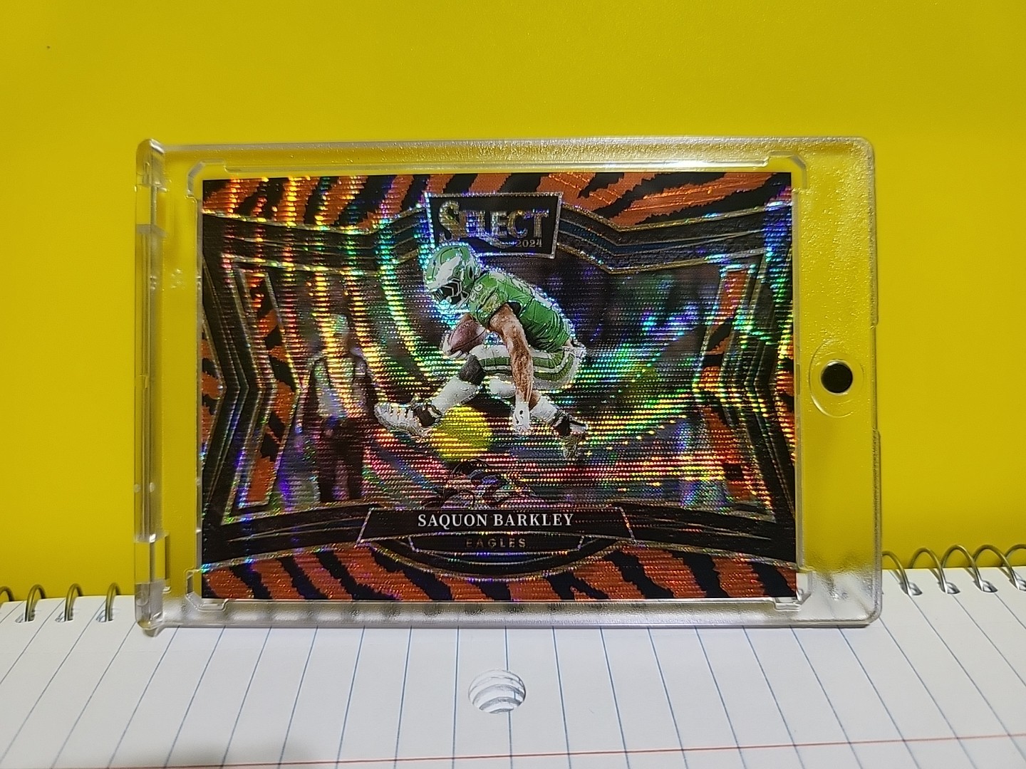 SAQUON BARKLEY TIGER! 2024 PANINI SELECT FIELD LEVEL PRIZM!!! THE HURDLE!!! SICK