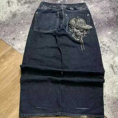 Baggy Y2K Streetwear Embroidered Jeans Men Harajuku Hip Hop Oversized Wide-leg