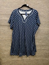 Swimsuit For All Cover Up Womens 22 Blue Polka Dot Short Sleeve Plus Stretch