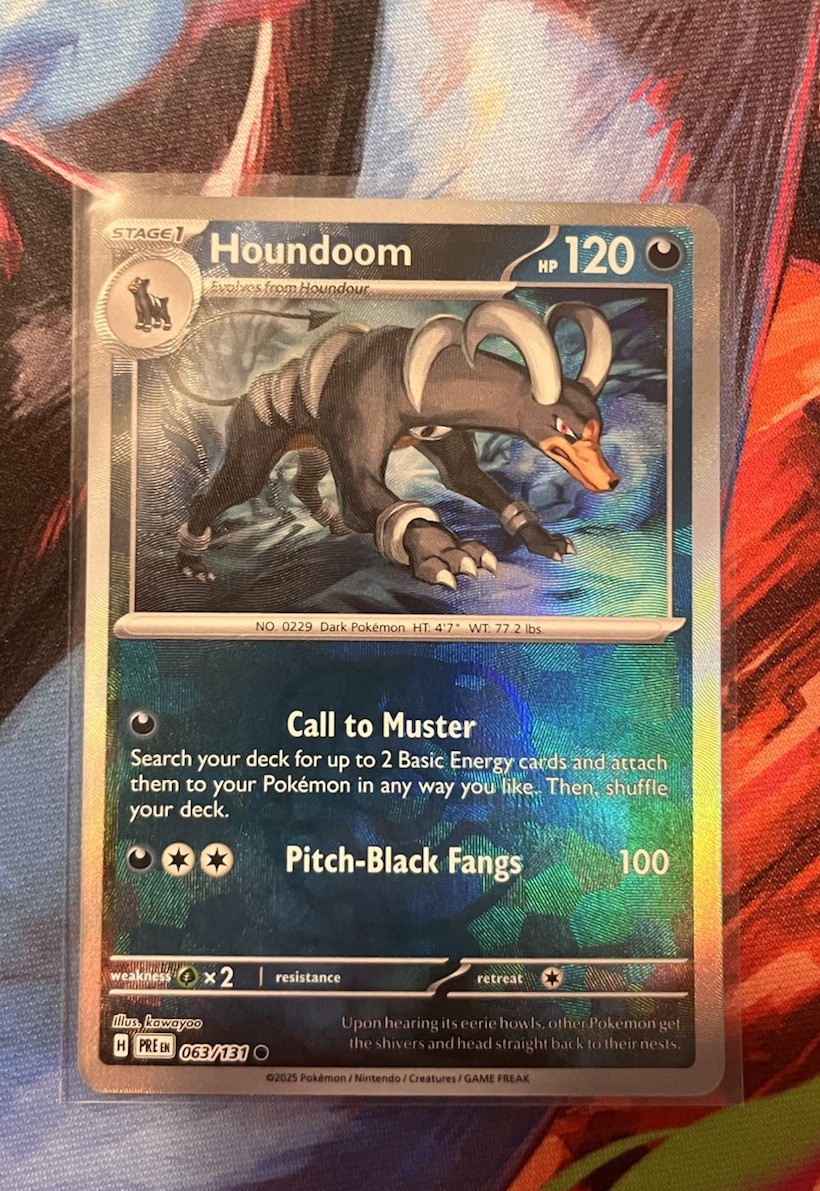 Pokemon Prismatic Evolutions Master Ball Houndoom #63/131 M/Nm Condition