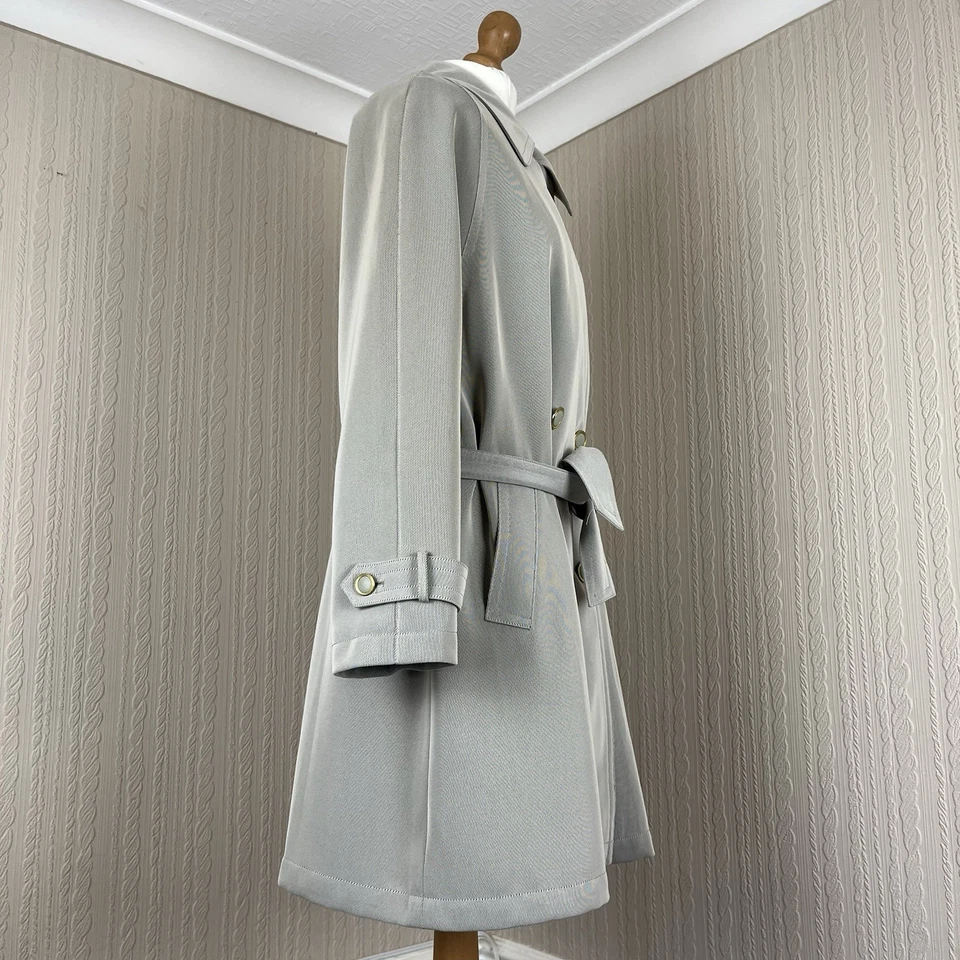 Vintage Ensign Light Grey Double-Breasted Trench Coat UK 10 / EU 38 – Mac Jacket - Image 4 of 4