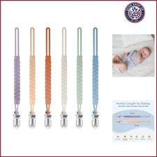 Silicone Pacifier Clips for Baby Boys and Girls, Woven Rope Flexible Design, ...