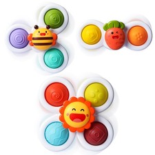 ALASOU 3PCS Pop Suction Cup Spinner Toys for 1 Year Old Boy Girl Novelty Spin...