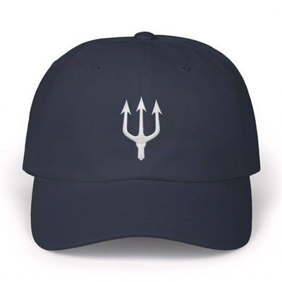 Embroidered Trident Dad Hat | Poseidon Sea God Symbol Baseball Cap