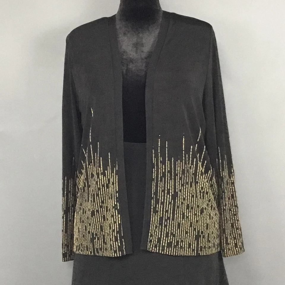 Picadilly Fashions Skirt Suit Set Womens Medium/Large Black Metallic Embellished - Image 4 of 4