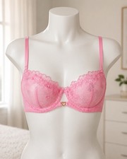 Victoria's Secret Pink Hope Unlined Balcony Bra 38B Floral Embroidery NWT