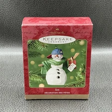 Vintage 2001 Hallmark Keepsake Son Snowman Christmas Ornament Small Multicolor