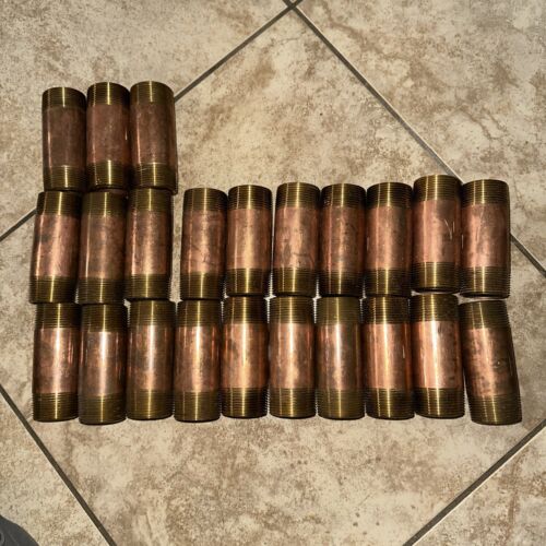 Merit Brass 4" Long, 1-1/4" Pipe Threaded Brass Pipe Nipple NPT Thread Lot Of 20