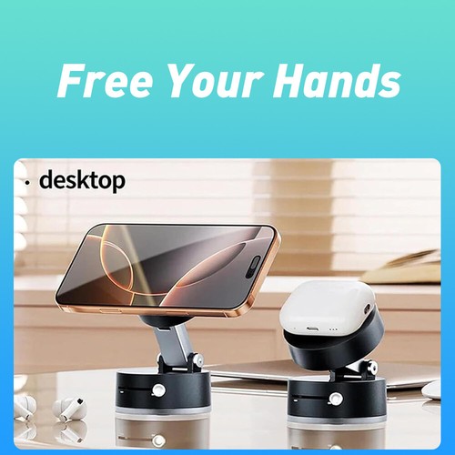 Strong Magnetic Car Phone Holder Foldable Design 360° Adjustable Vacuum Mount - Photo 7 sur 11