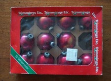 10 Vintage Christmas Red Bulbs, 2", 8 Shiny Bright, 2 Made in USA