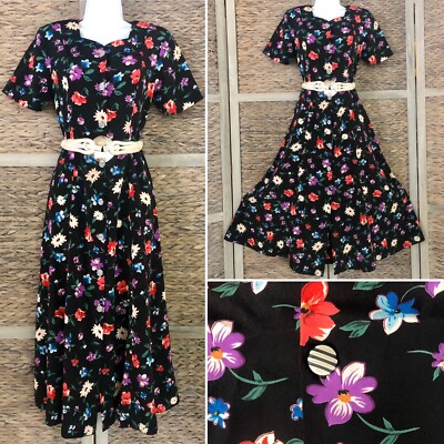 90s floral button down dress 90's-Y2K Blue Violet floral plus size dress – Vida Antigua Collective main image 1