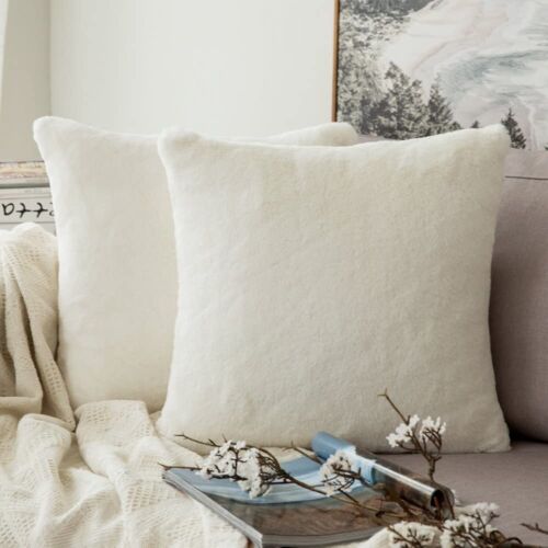 MIULEE Pack of 2 Decorative Throw Pillow Covers Luxury Soft Faux Rabbit Fur Warm - Afbeelding 1 van 10