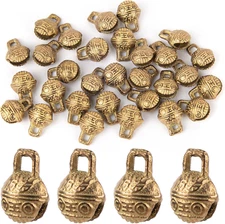 AUEAR, 30 Pack Vintage Brass Bells Mini Jingle Bell DIY Craft 11Mm Small Tibetan
