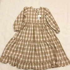 NWT Rylee Cru gillian dress putty plaid cotton 10-12y
