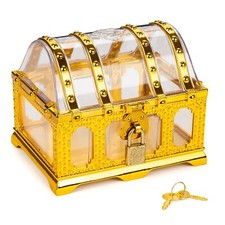 Pirate Treasure Chest for Kids Toy Decorative Transparent Golden Pirate Chest...