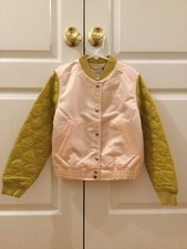 Burberry Girls size 6 ice pink Contrast-sleeve Bomber Jacket new with tags 500