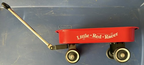 Vintage Little Red Racer Metal Wagon Small Pull Toy or Decor 12.5”X 7.5 ...