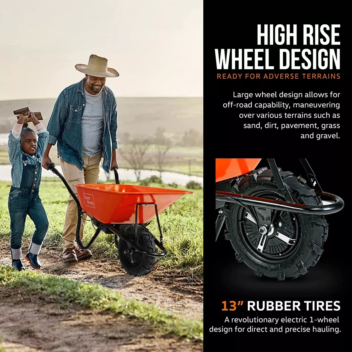 SuperHandy Wheelbarrow Electric Powered Utility Cart eBay