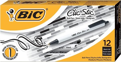 BIC CSM11-BLK Clic Stic Medium Point (1.0mm) Dozen/Box