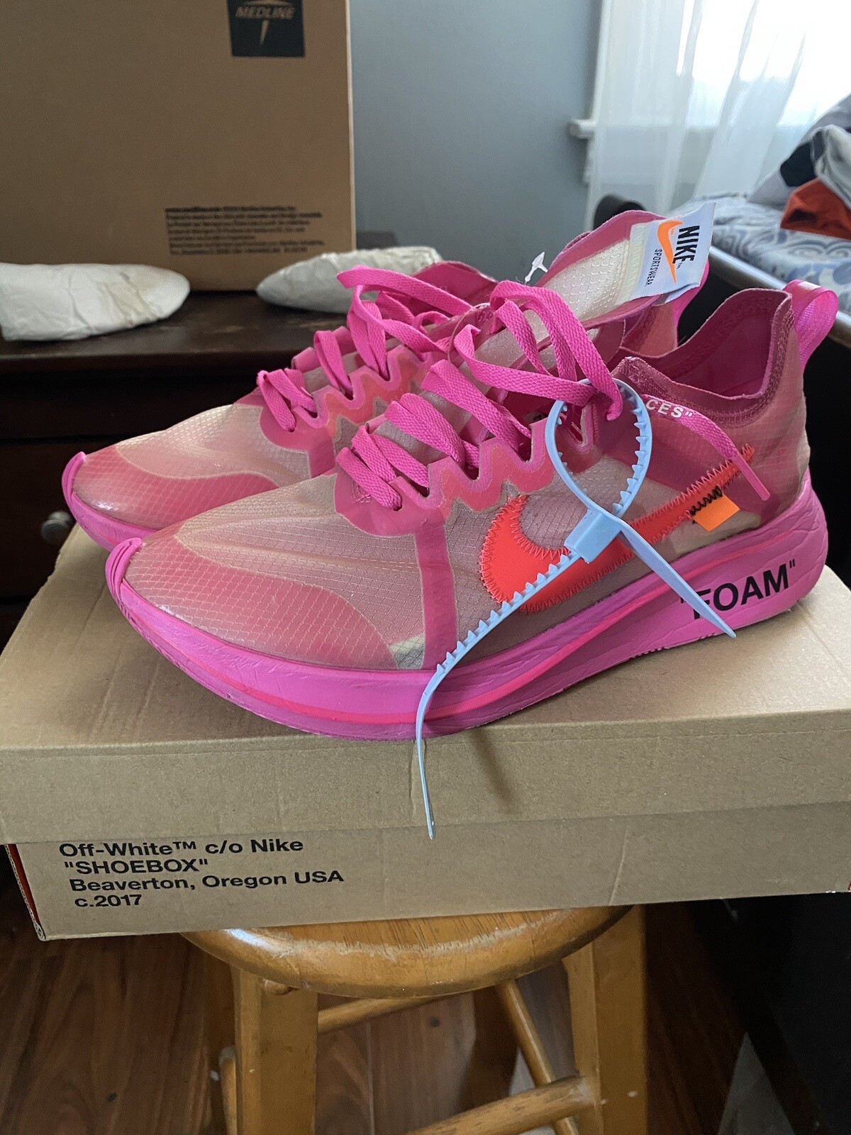 OFF WHITE X NIKE Taglia 9 Nike Zoom Fly SP x BIANCO SPORCO rosa tulipano 2018
