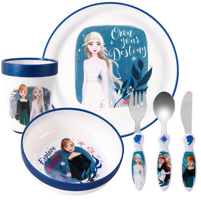 Frozen Kids 6-teiliges Geschirr Besteck Set - Teller/Schale/Tasse/Messer/Gabel/Löffel