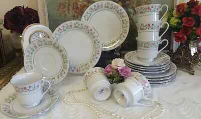 Crown ming jian shiang fine china tea cups / saucers and side plates 18 pieces