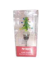 Pier 1 Imports Bottle Stopper Christmas Tree Holiday Art Glass NIB 460 4609