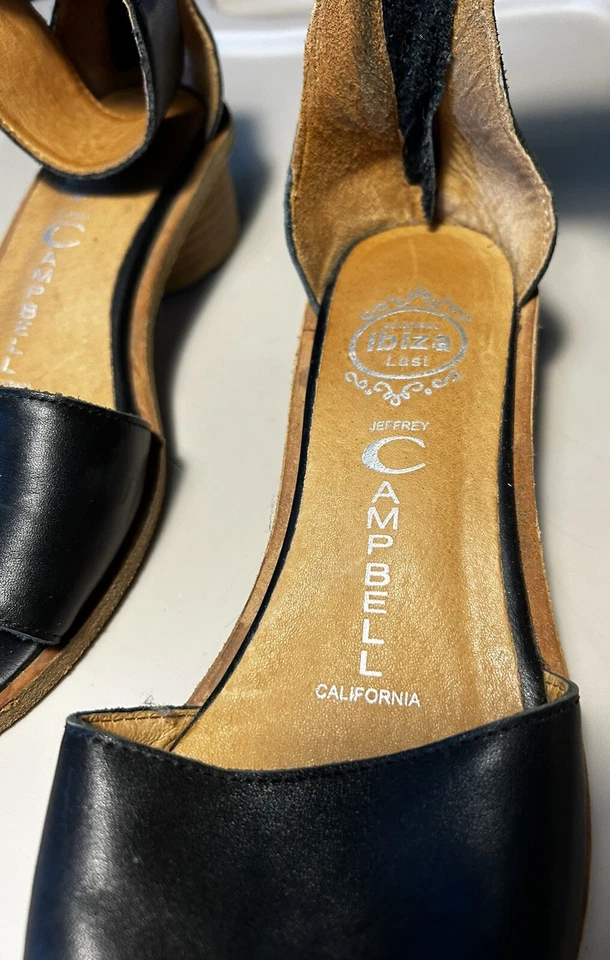 Sandalias Jeffrey Campbell Ibiza con correa al tobillo negras talla 6,5 cuero magníficamente hechas Foto 4 de 4