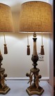 Vintage metal table lamps with cherubs and original tassels 29.5" x 8.5".  — photo 5