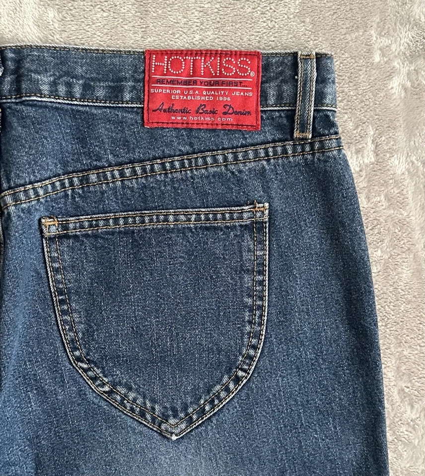 Hot Kiss Y2K Bootcut Denim Blue Jeans Women’s Size 13/35 (34x33) Vintage USA - Image 4 of 4