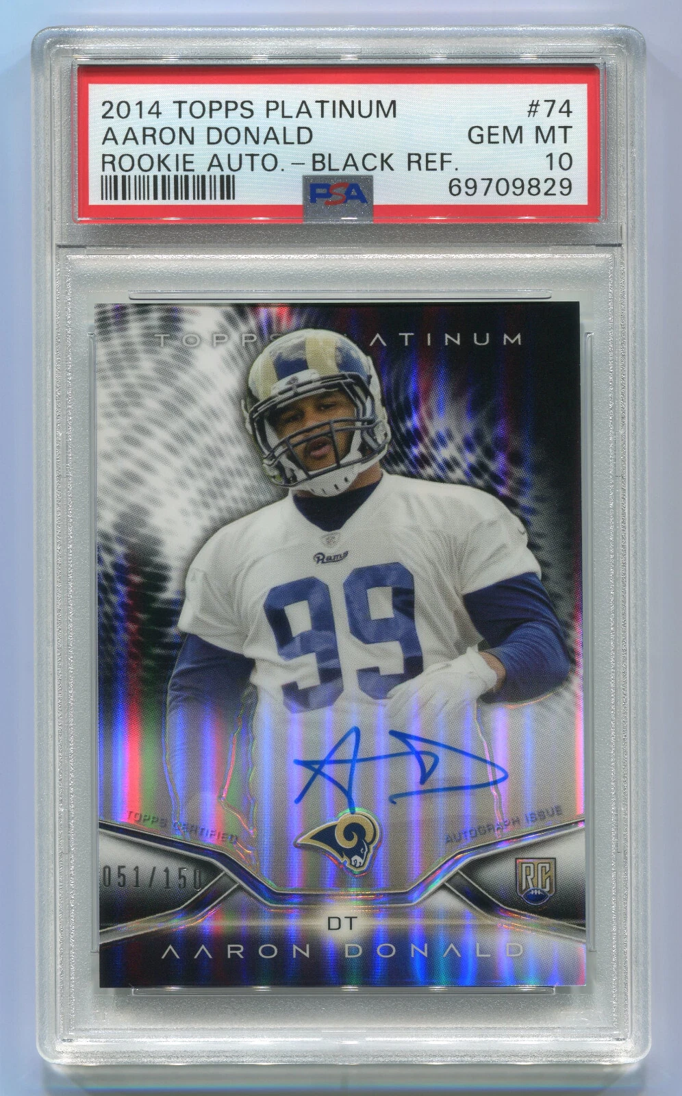 Aaron Donald Topps Platinum Rookie Autograph #74 Black Refractor