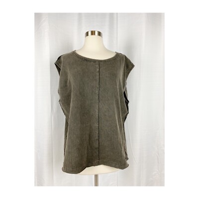 We The Free People Top Shirt Raven Feather Distressed Raw Edge Short Sleeve Smal