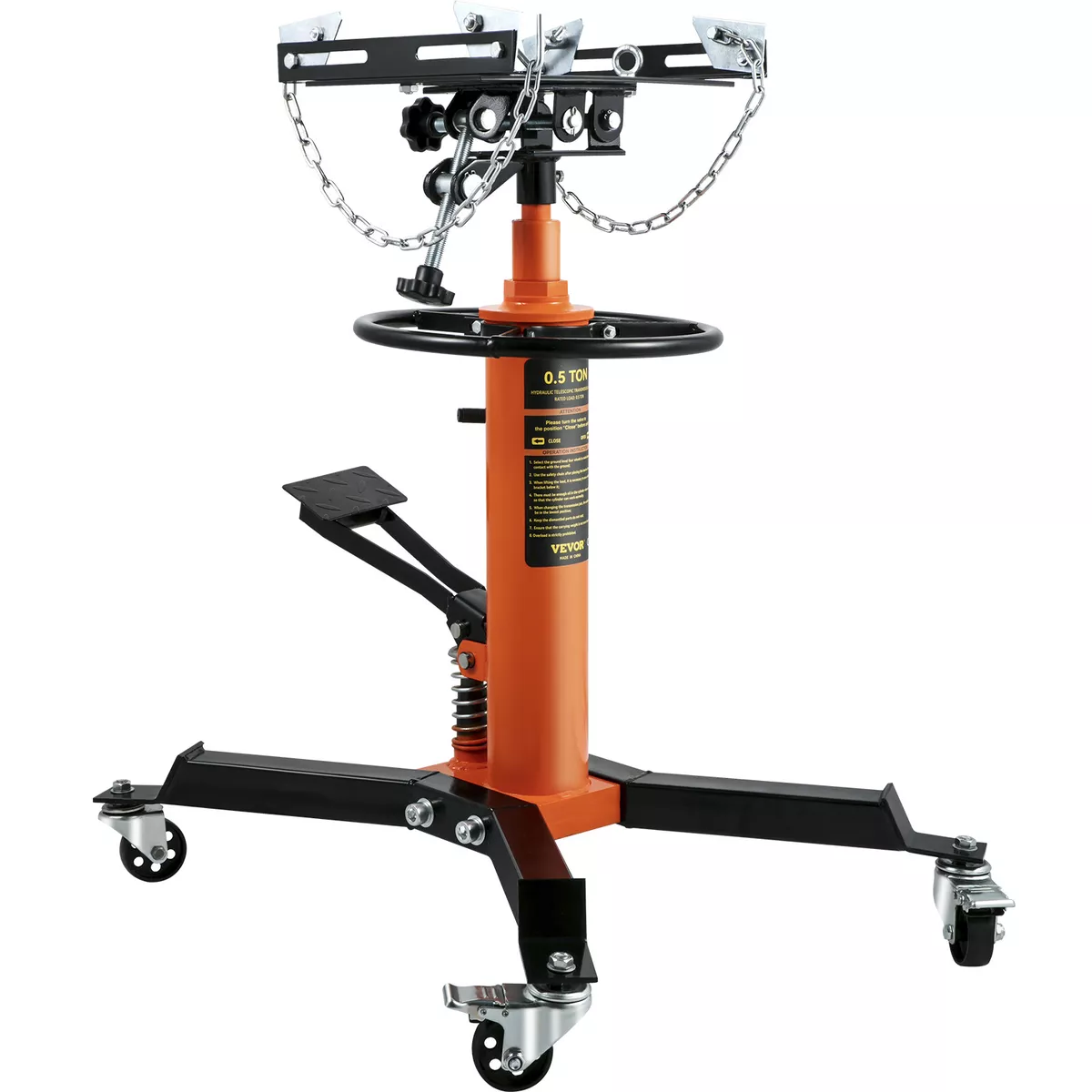 VEVOR 1100 LBS 2 Stage Hydraulic Transmission Jack w 360 Swivel Wheel Lift Hoist