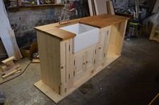 BESPOKE HANDMADE PINE KITCHEN SINK UNIT with SOLID OAK TOP (25mm)
