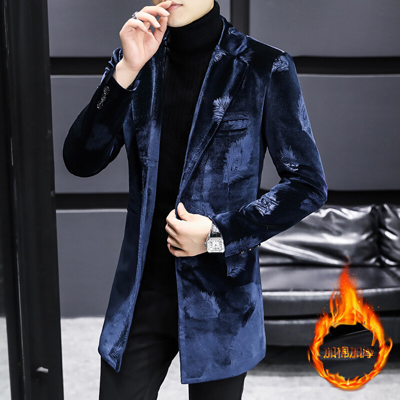 Men's Fur Jacket Mid-length Windbreaker Winter Thickened Warm Mink Fleece Coats
