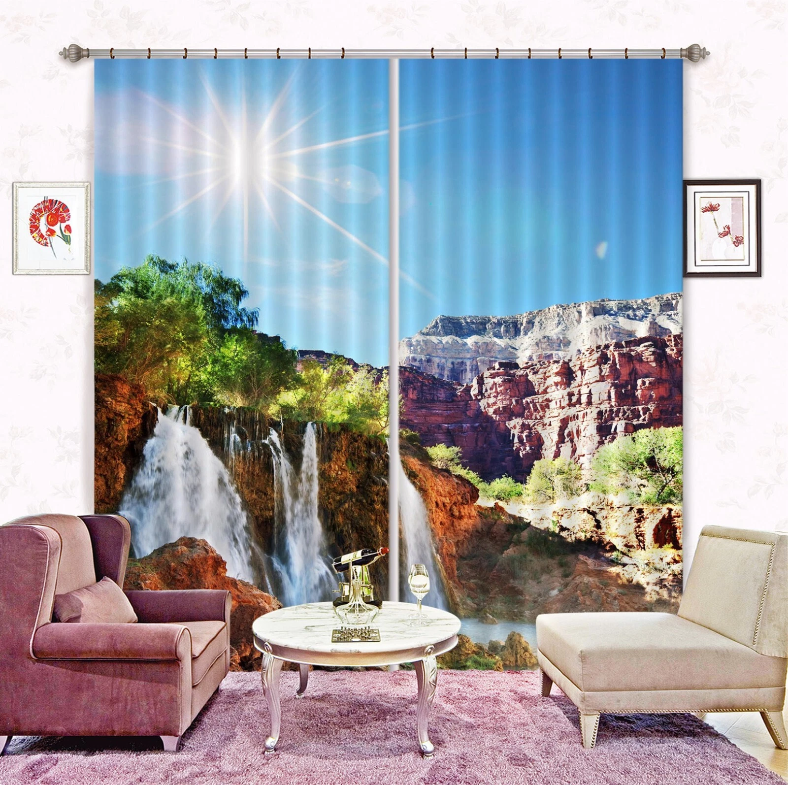 3D Sunshine Waterfall ZHUB270 Photo Curtain Window Blockout Fabric Amy 2023