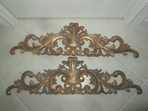 (2) Classic Style Appliques Carved Onlay Decal Home Door Décor Gold 33" by 9.5"