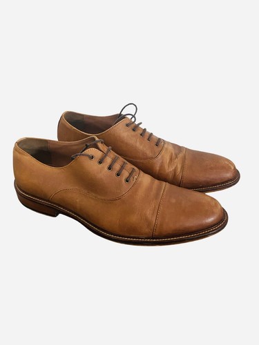 Aston Grey Bandino Men’s Oxfords 10.5 Brown Leather Cap Toe Dress Shoes - Picture 2 of 7