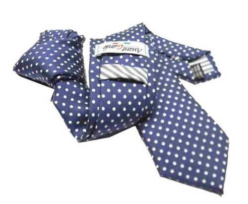 Ensemble Cravate Et Sac à Main Homme Bleu à Pois Blancs 7 Mouchoir Assorti Soie - Bild 7 von 8