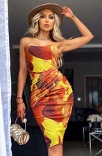 Size 10 Yellow Bodycon Dress Cocktail